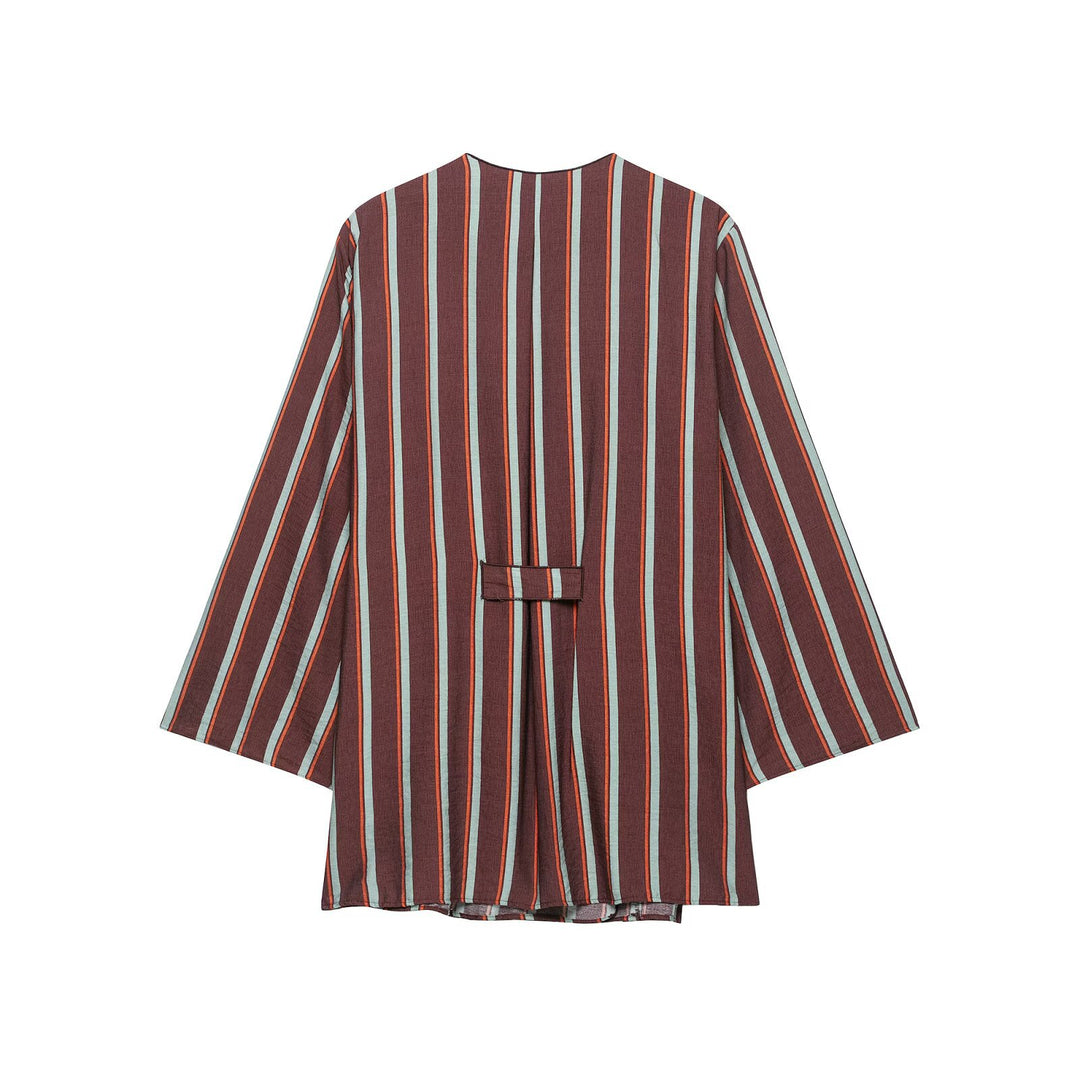 Women's Striped Wrap Kimono Set with Wide Palazzo Pants Drune