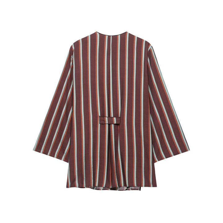 Women's Striped Wrap Kimono Set with Wide Palazzo Pants Drune