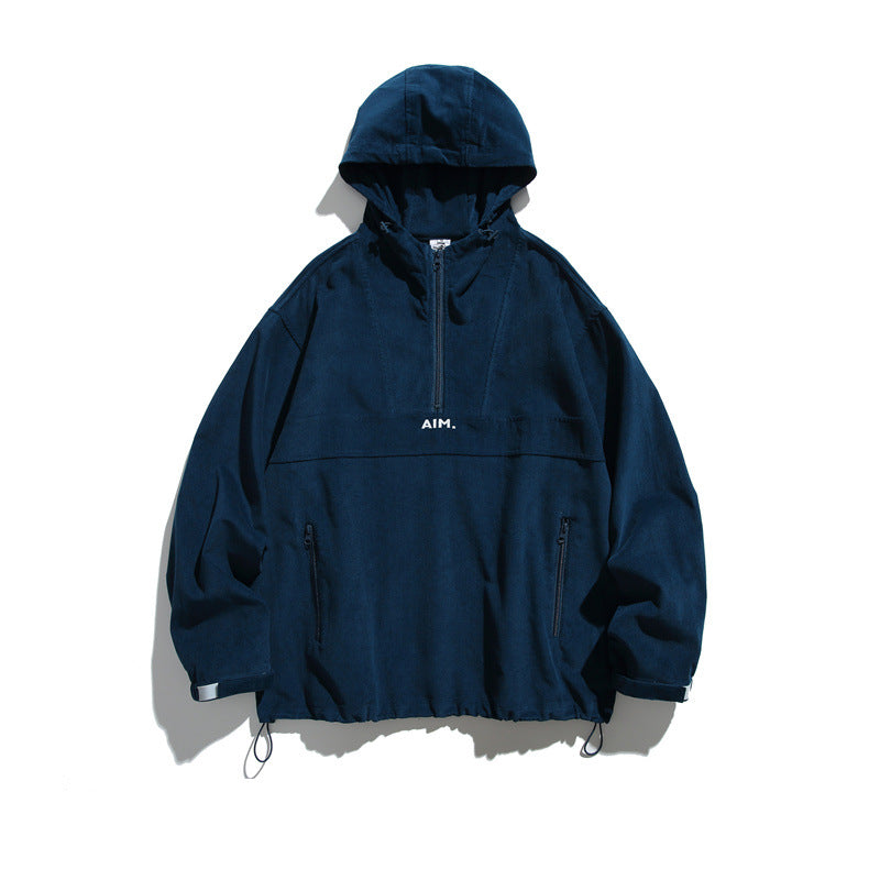 Unisex Oversize Hooded Anorak with Half Zip, Drawstring and Zipper Pockets Mune Fashion