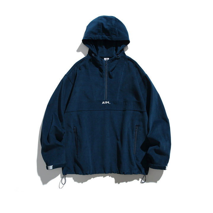Unisex Oversize Hooded Anorak with Half Zip, Drawstring and Zipper Pockets Mune Fashion
