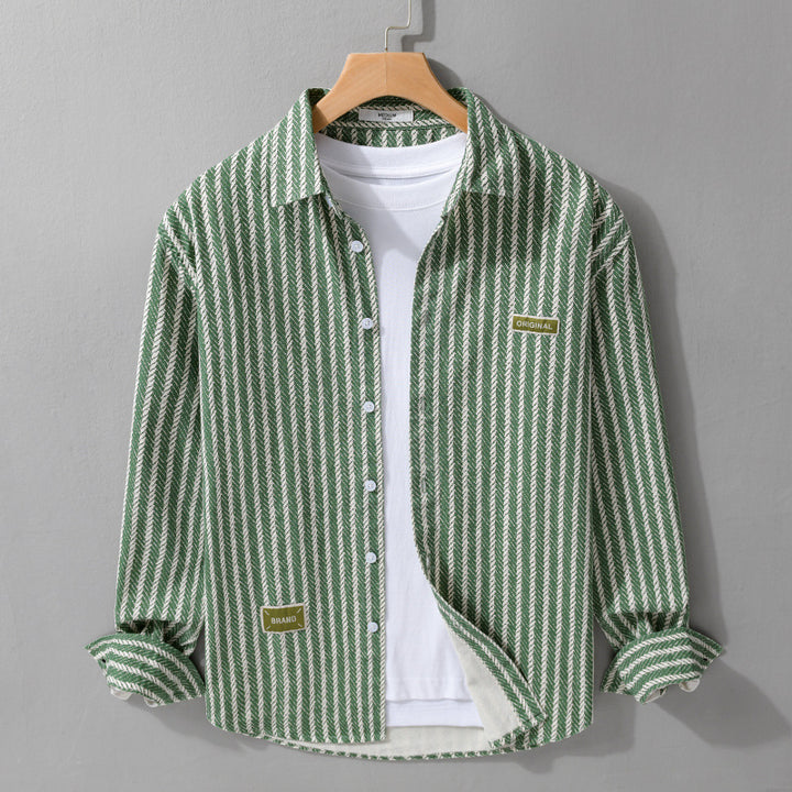 Men's Textured Shirt Jacket Overshirt with Diagonal Herringbone Structure Mune Fashion