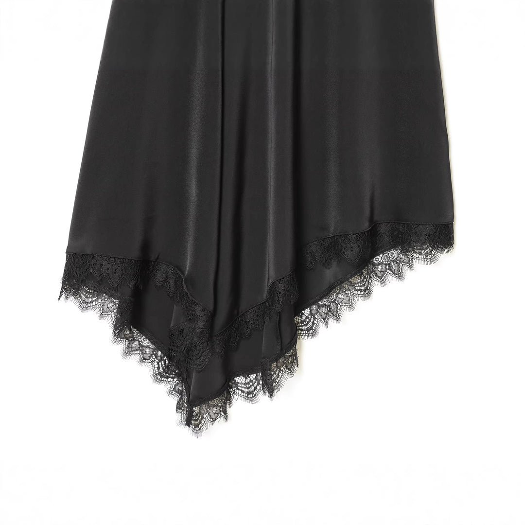 Women's nano asymmetrical midi skirt with high waistband and delicate lace edge Mune Fashion