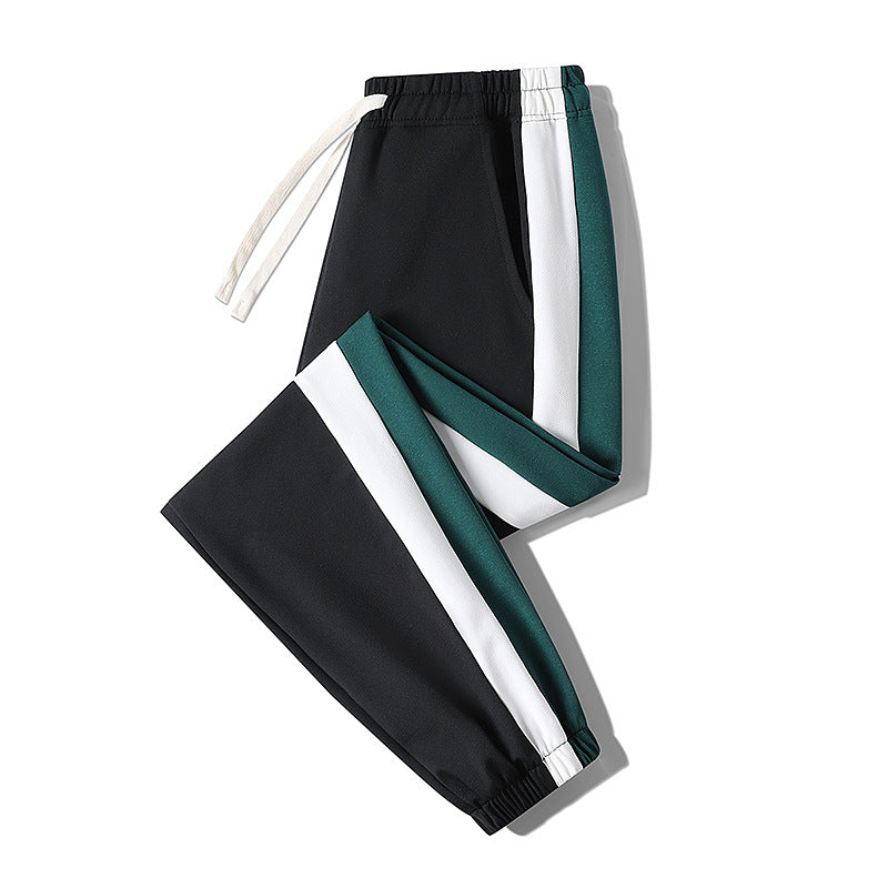 Men's Tapered Track Pants with Drawstring, Side Color Block Stripes & Elastic Cuffs Mune Fashion