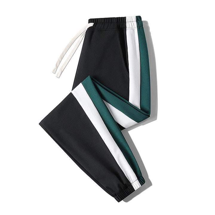 Men's Tapered Track Pants with Drawstring, Side Color Block Stripes & Elastic Cuffs Mune Fashion