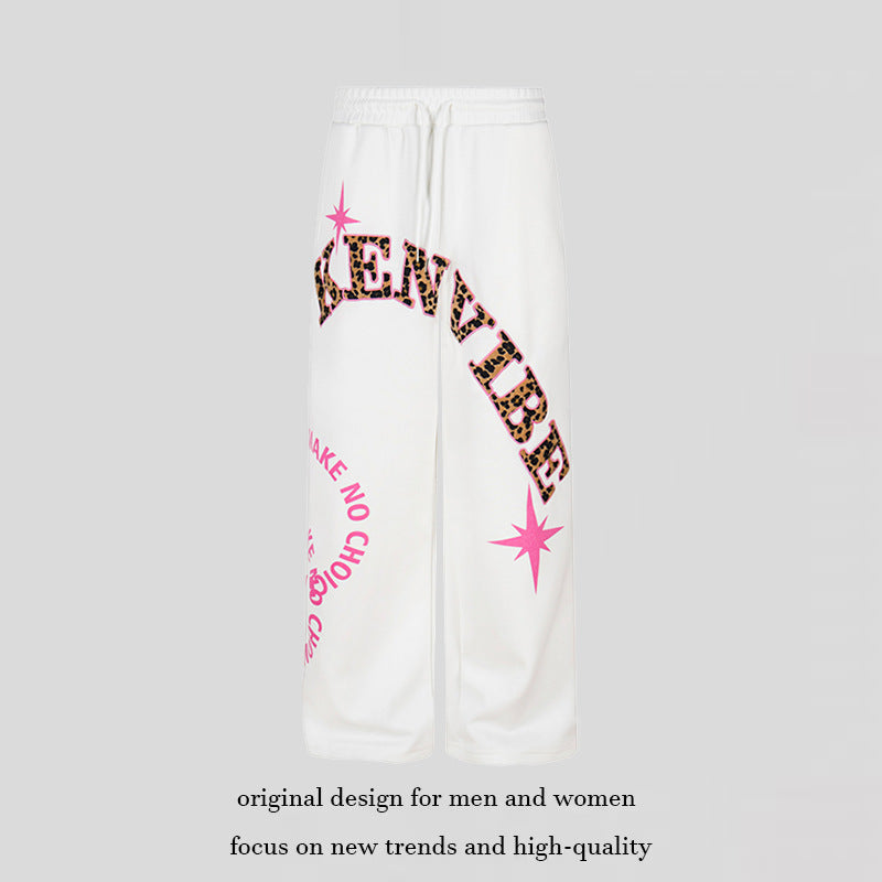 Women's wide jogging pants in culotte style with drawstring and statement print Mune Fashion