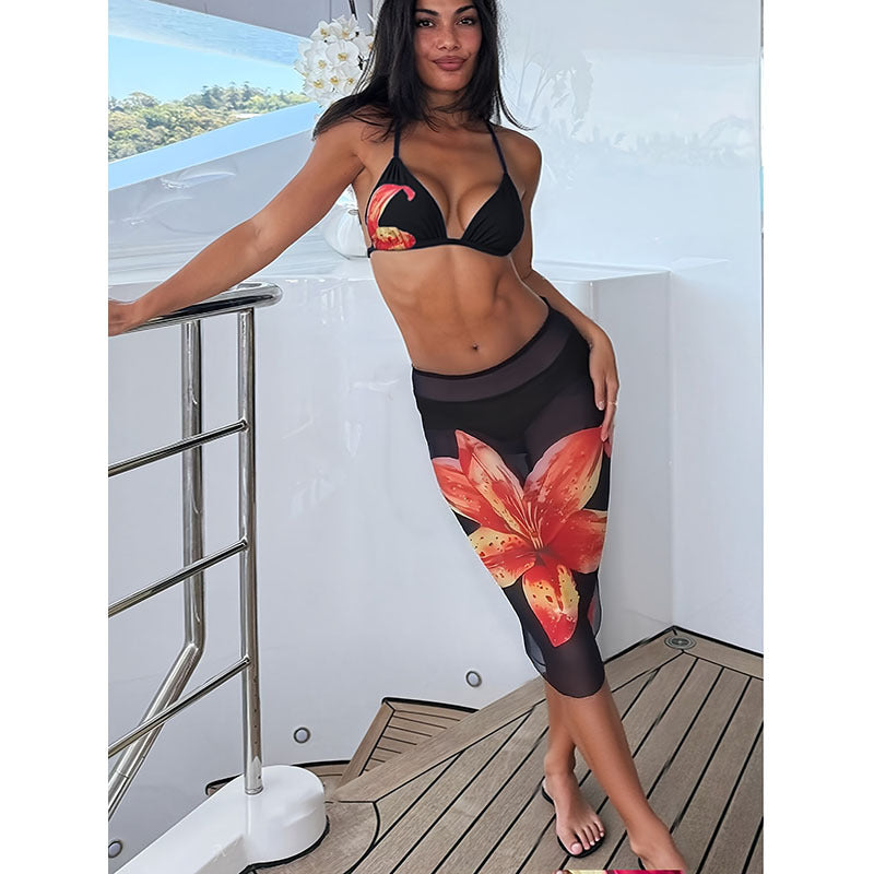 Women's bikini set with floral design and fitted skirt Mune Fashion