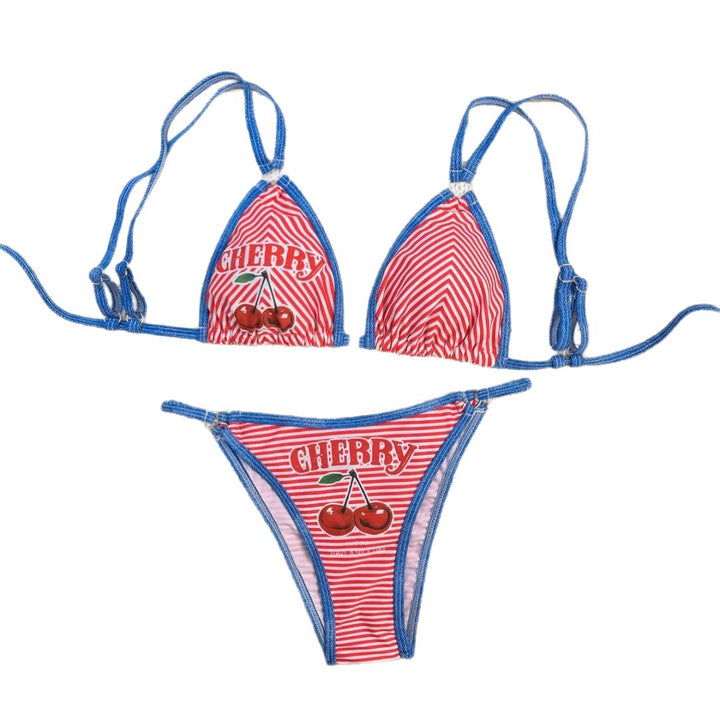 Women's Triangle Bikini Set with Playful Pattern Mune Fashion