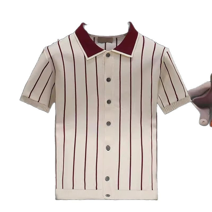Men Stylish Short Sleeve Knit Shirt Mune Fashion