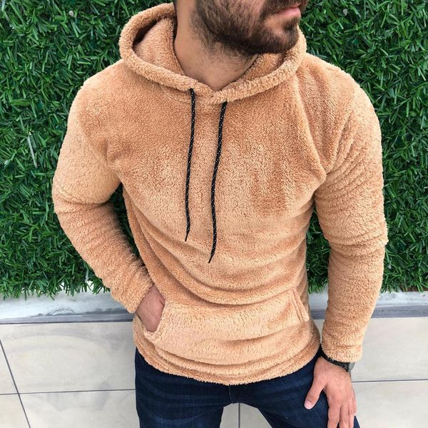 Men's Nano Teddy Plush Hoodie with Slim Fit and Kangaroo Pocket Mune Fashion