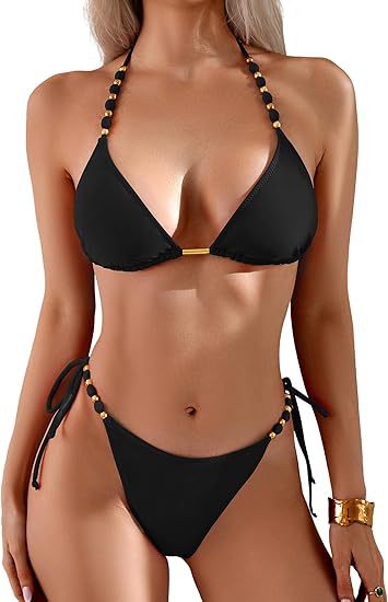 Ladies triangle bikini with playful pearl details Mune Fashion