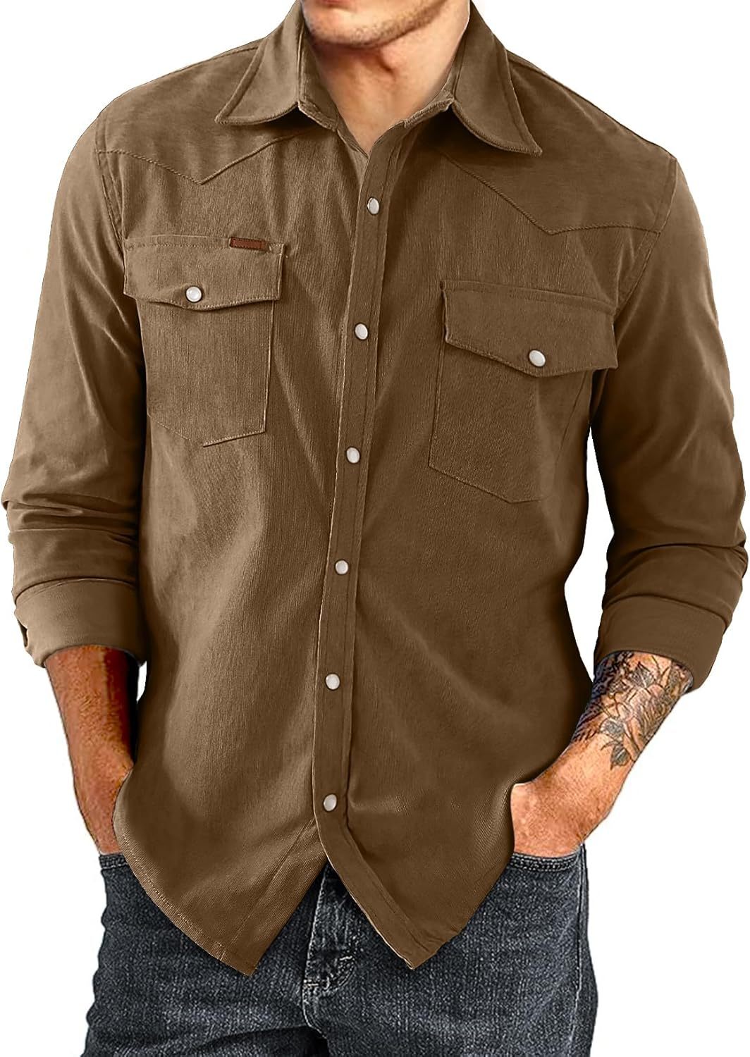 Men's Casual Cotton Shirt with Check Pattern
