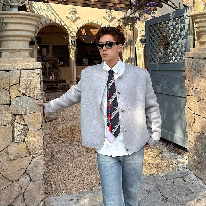 Men's Fashionable Knit Cardigan with Button Placket Mune Fashion 1787964670