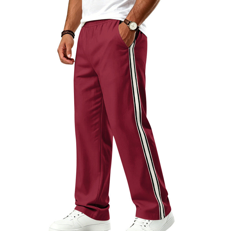 Men's Relaxed Track Pants with Side Double Stripe and Elastic Waist Mune Fashion