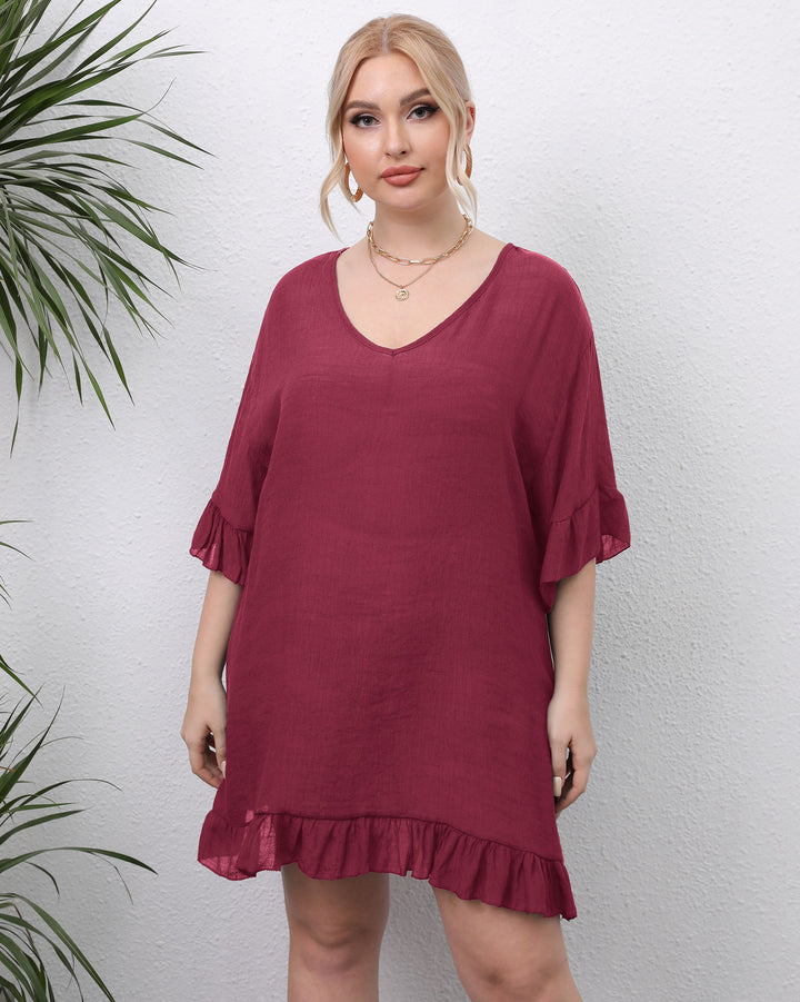 Women lightweight beach dress with voluminous ruffles Mune Fashion