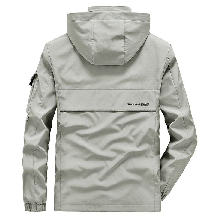 Men's Lightweight Water-Resistant Windbreaker with Hood and Multiple Pockets Mune Fashion