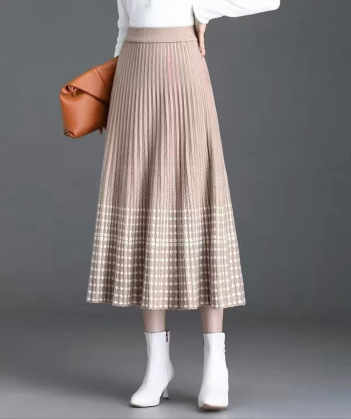 Ladies Pleated Maxi Skirt with Elegant Pattern Mune Fashion