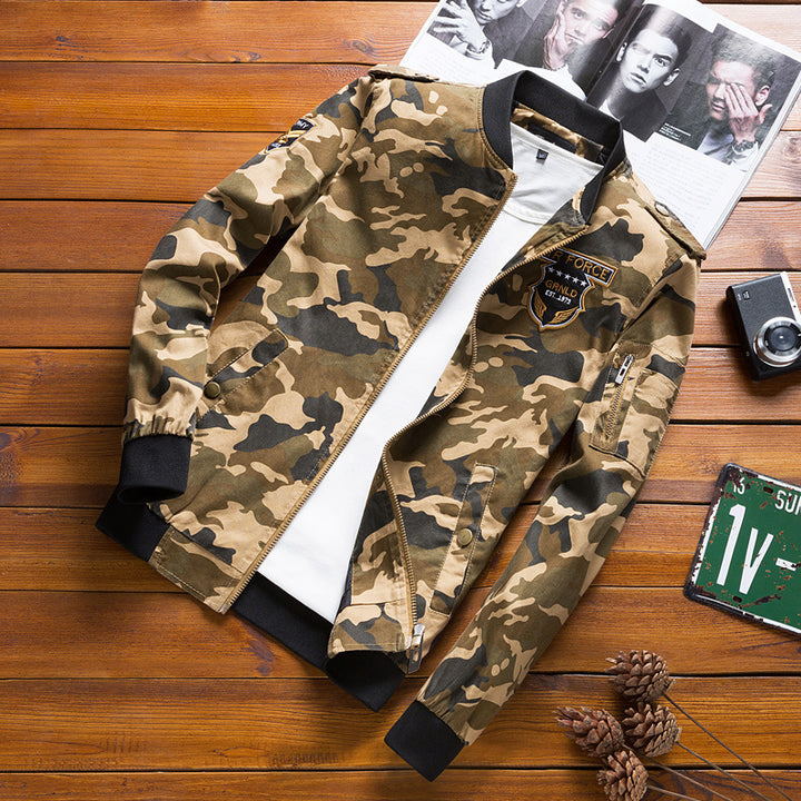 Men's sporty bomber jacket in camouflage design Mune Fashion