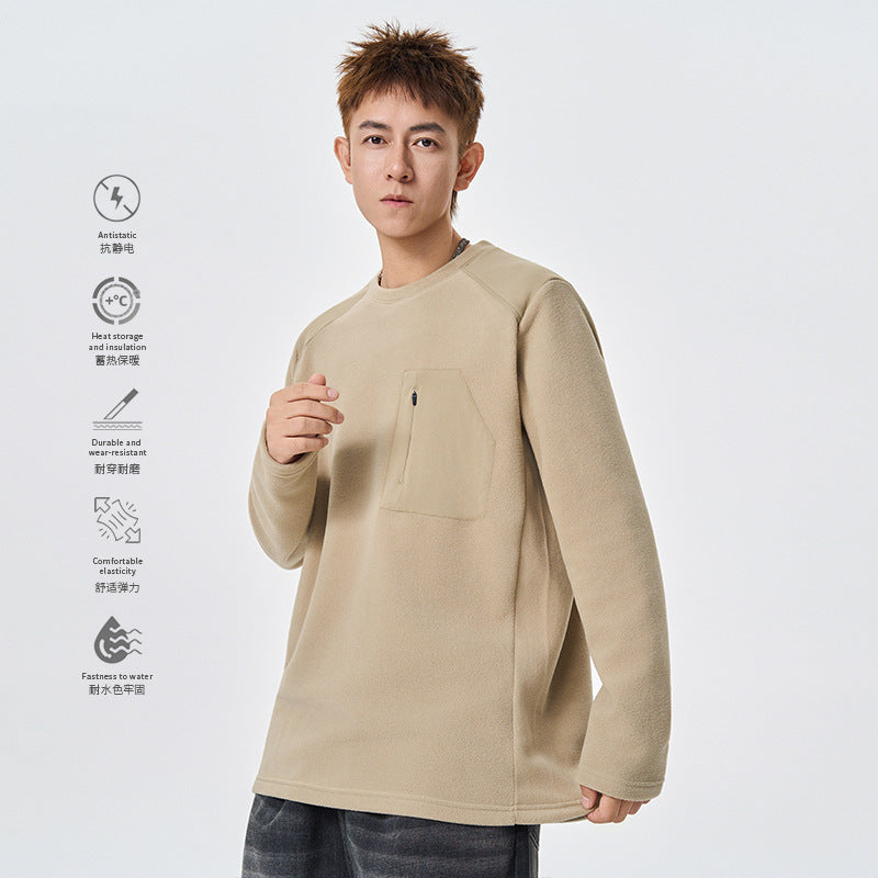 Men's thermal fleece pullover with chest zipper and technical round neck Mune Fashion