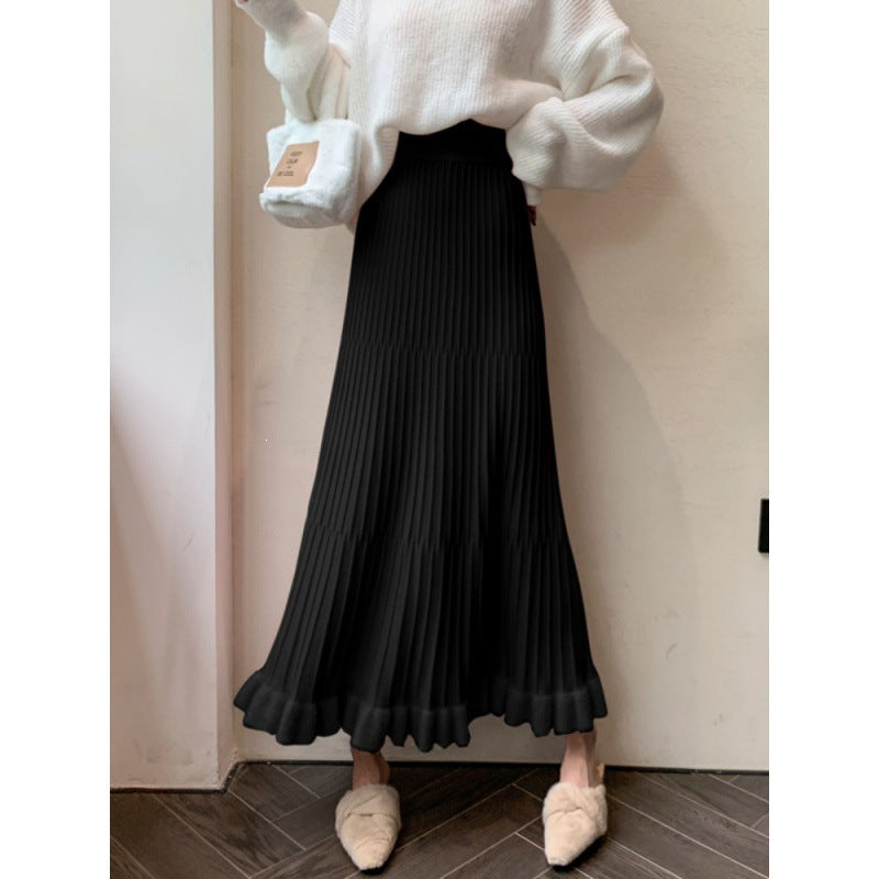 Women's Elegant Pleated Skirt with Ruffles Mune Fashion
