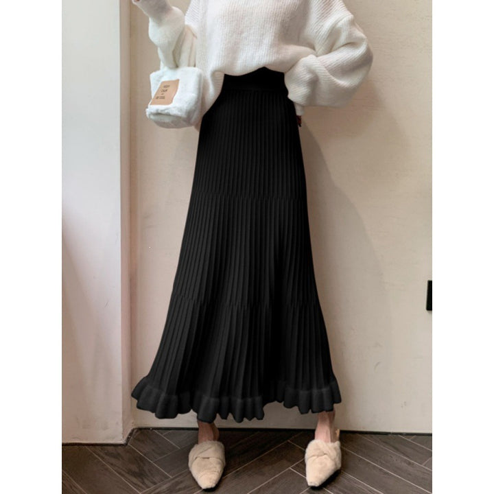 Women's Elegant Pleated Skirt with Ruffles Mune Fashion