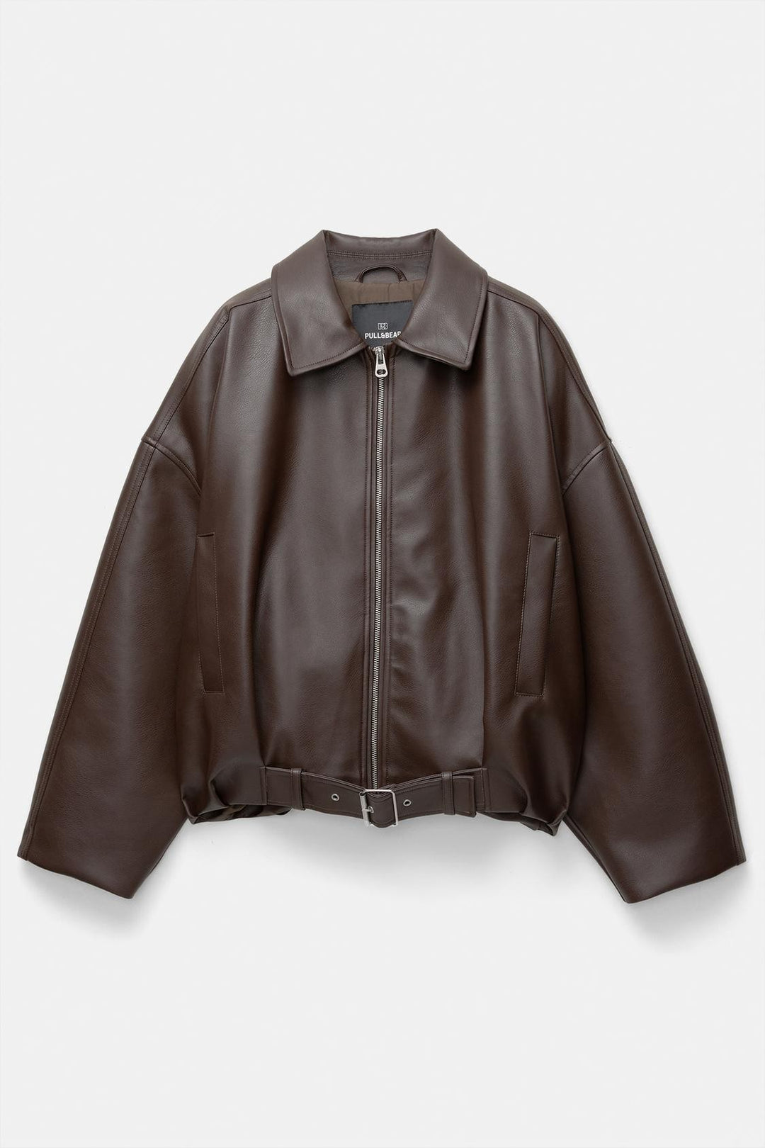 Women Oversized Leatherette Blouson with Waist Belt Mune Fashion