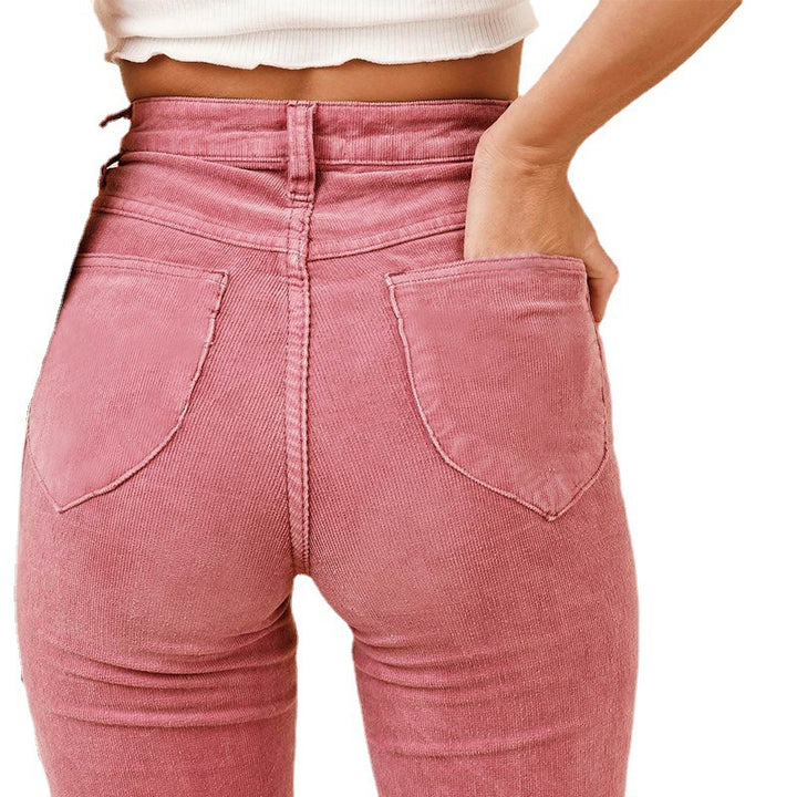 Women High-Waisted Flared Trousers with Wide Leg and Stretch Waistband Mune Fashion