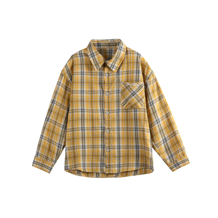 Unisex Loose Flannel Buttondown in Overshirt Cut with Rounded Hem Mune Fashion