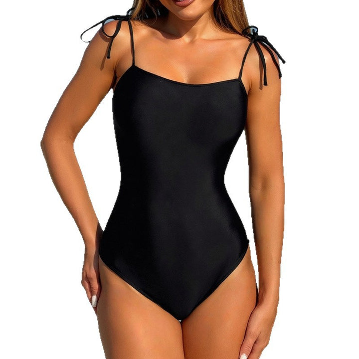 Women's One-Piece Swimsuit with Adjustable Straps and Elegant V-Neck Mune Fashion