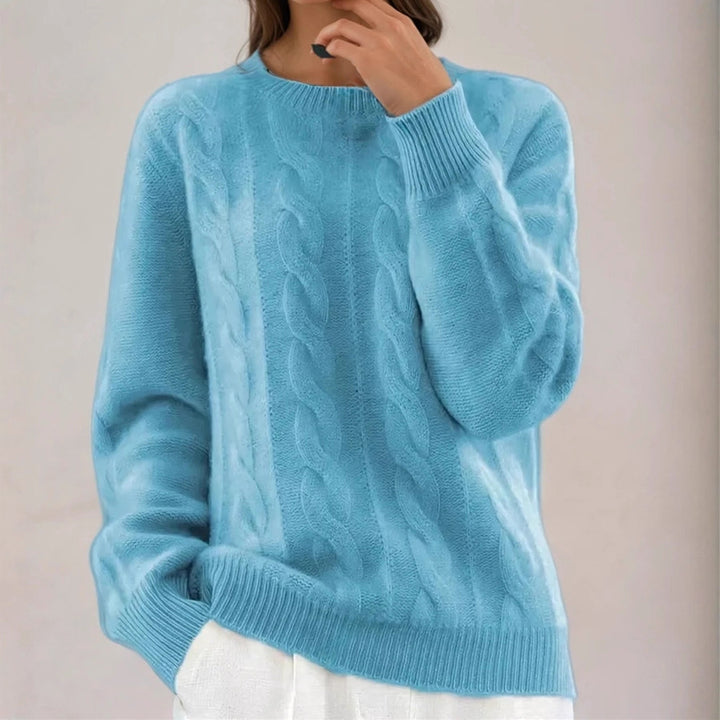 Women's Cozy Cable Knit Fine Sweater with Casual Fit Mune Fashion