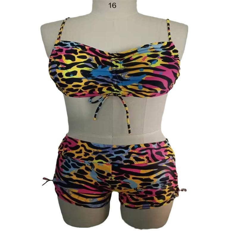 Ladies bikini set with intricate lacing and animal print Mune Fashion