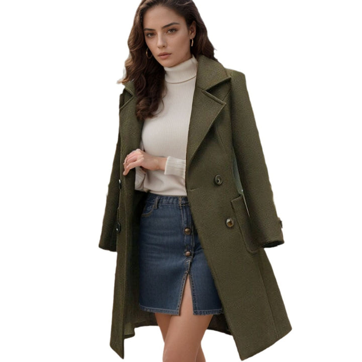 Women Slim Wool Blend Coat with Tailored Silhouette and Patch Pockets Mune Fashion