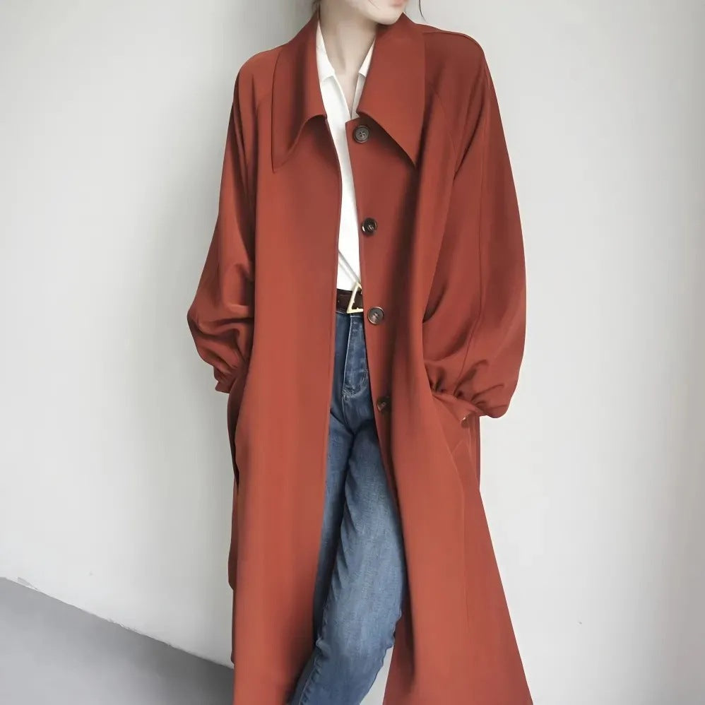 Ladies Long Fashionable Jacket with Large Collar Mune Fashion