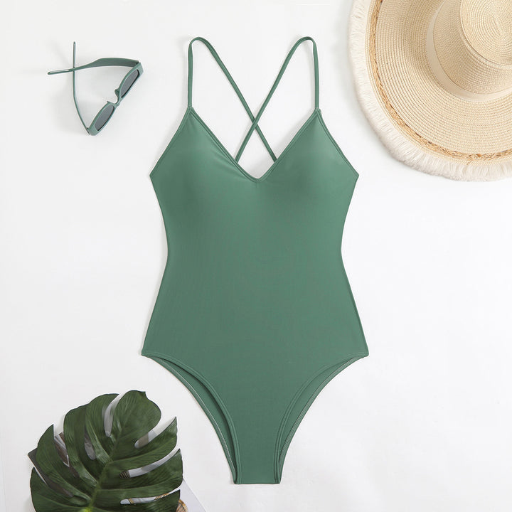 Women High-Quality One-Piece Swimsuit with X-Shaped Straps Mune Fashion