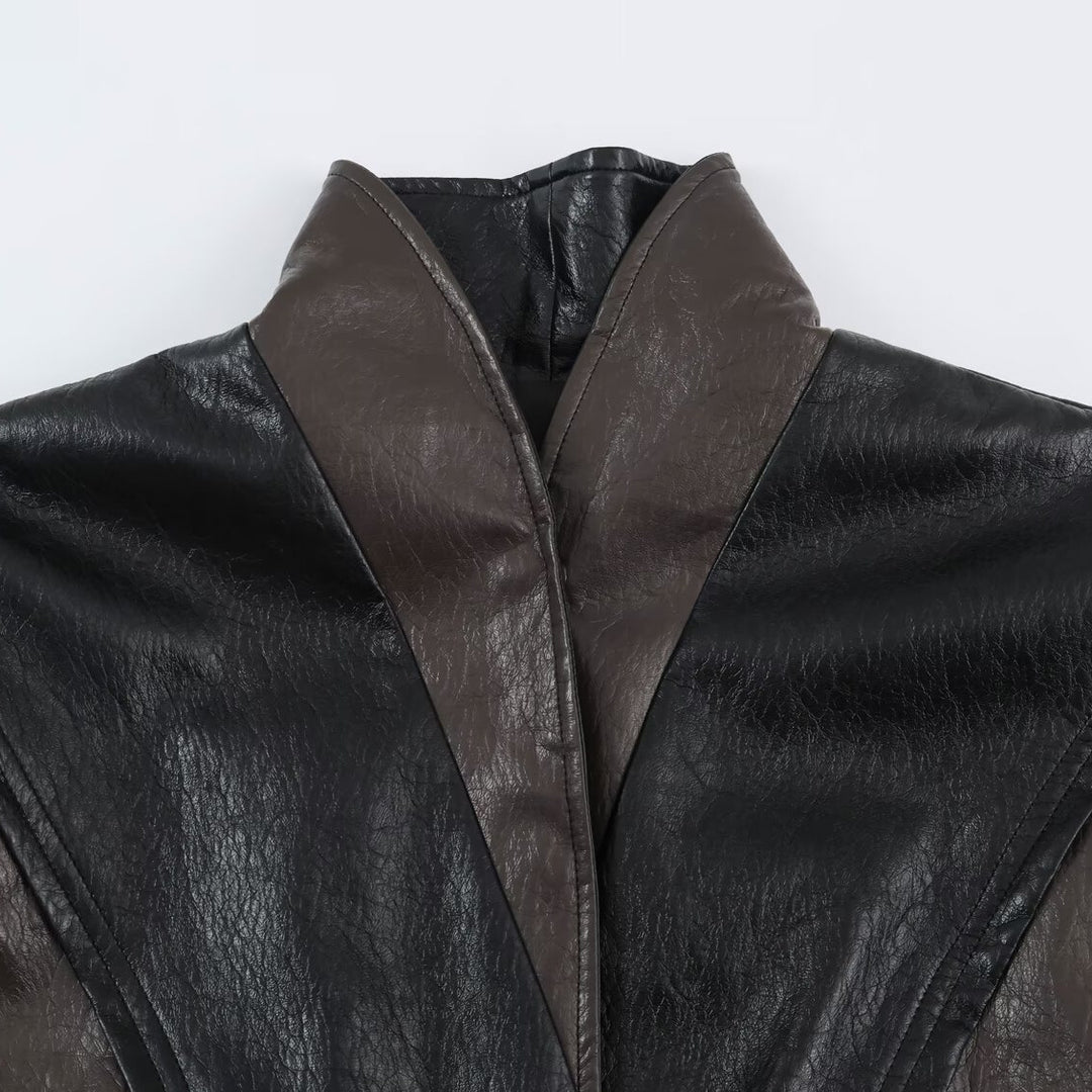 Women's short jacket in blouson style with high collar and tie belt Mune Fashion