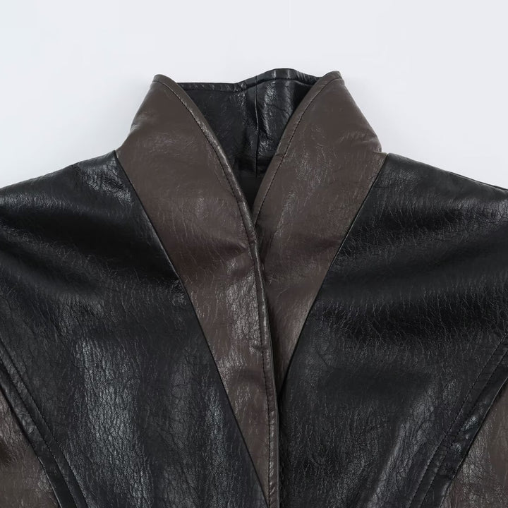 Women's short jacket in blouson style with high collar and tie belt Mune Fashion