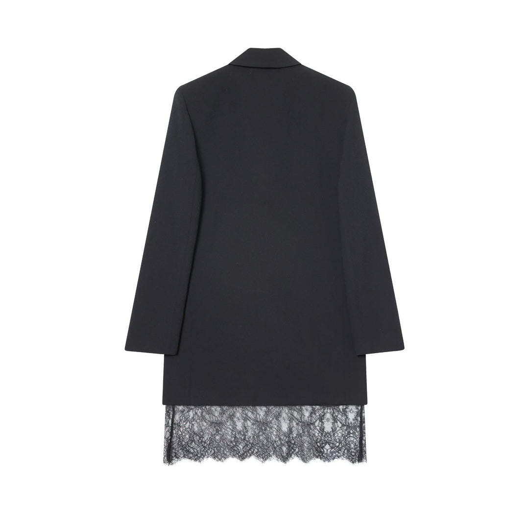 Women's tailored long blazer with pointed hem and patch pockets Mune Fashion