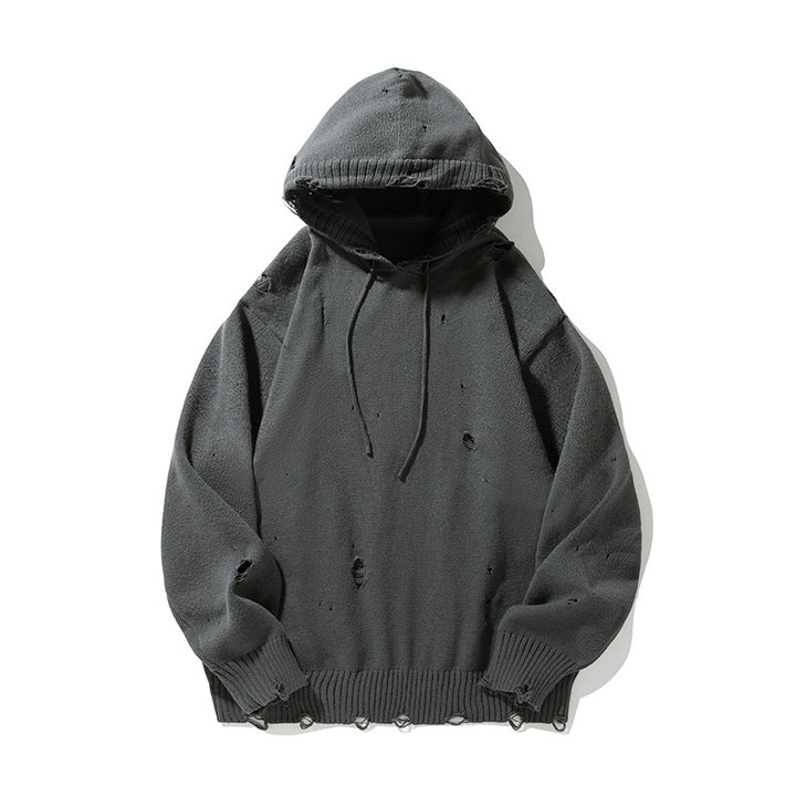 Unisex Oversize Knit Hoodie in Destroyed Look Mune Fashion