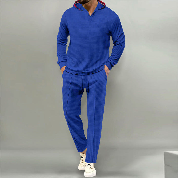 Men's Leisure Suit with Casual Hood and Breathable Structure Mune