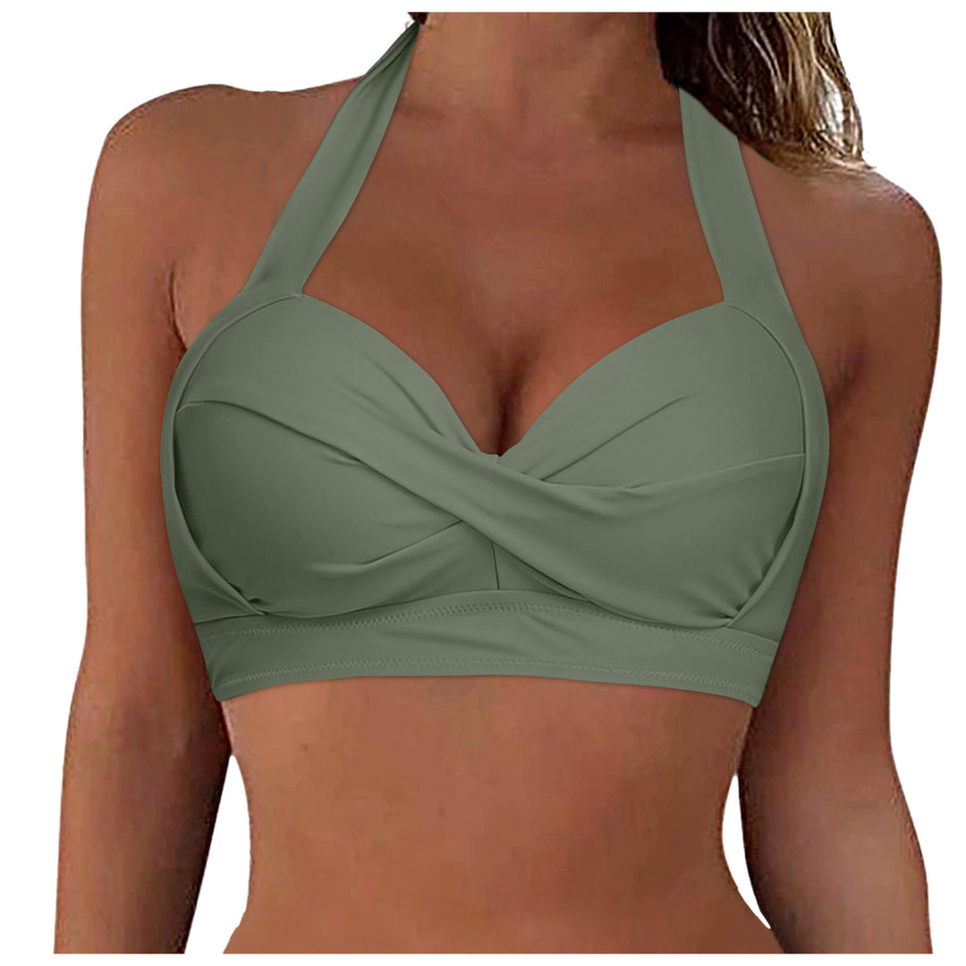 Women's Sporty Bikini Top with Deep Neckline and Halter Design Mune Fashion