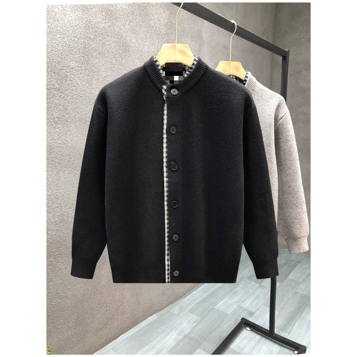 Men's Sweater Jacket with Stand-Up Collar Mune Fashion