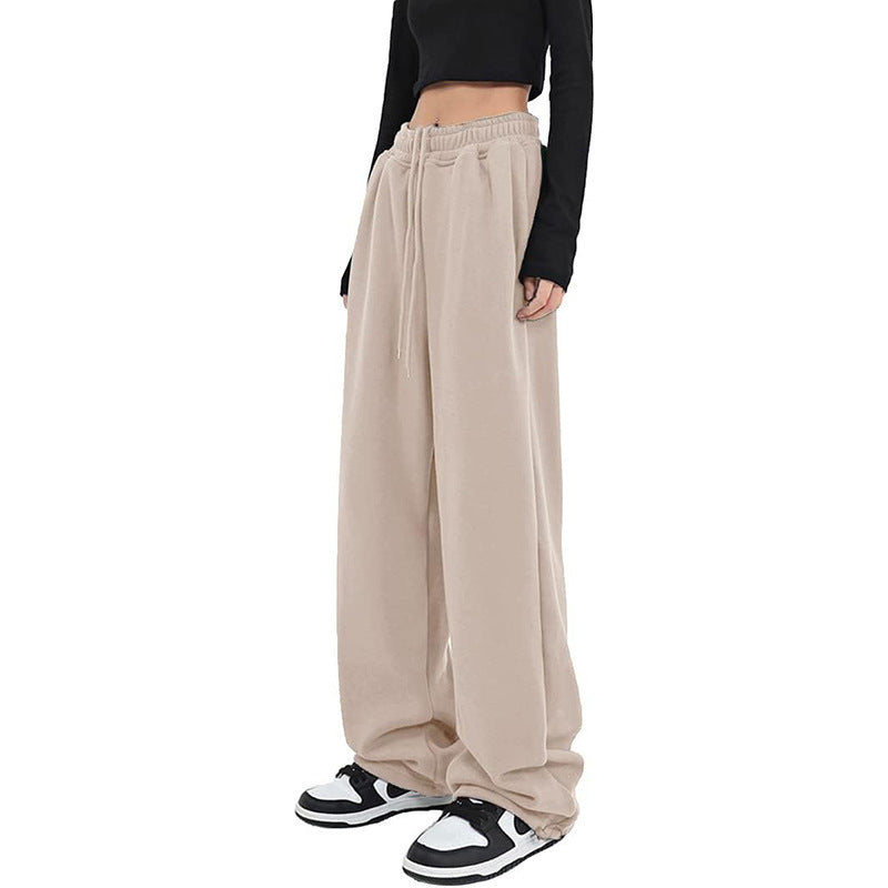 Women's casually falling Palazzo trousers made of sweat fabric with a high-cut comfort waistband, drawstring and side pockets Mune Fashion