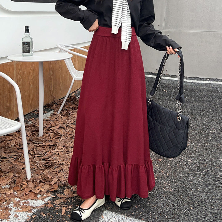 Women's Flowing Maxi Skirt with Ruffles Mune Fashion
