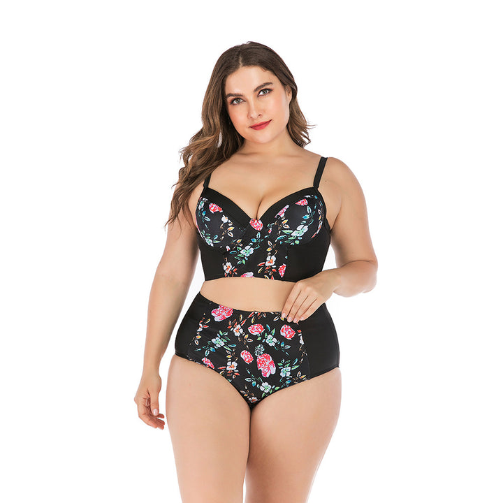 Women's High-Waisted Bikini Set with Floral Top and Supportive Cut Mune Fashion