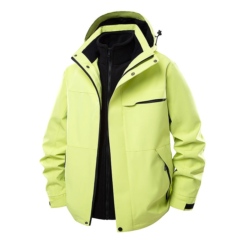 Men's two-layer functional transitional jacket with removable fleece inner jacket, hood & water-repellent shell Mune Fashion