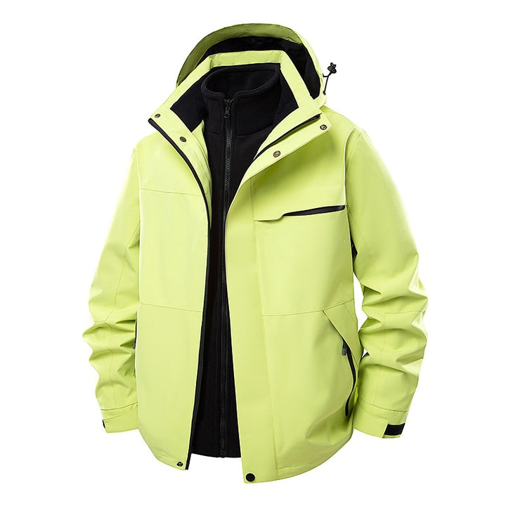 Men's two-layer functional transitional jacket with removable fleece inner jacket, hood & water-repellent shell Mune Fashion