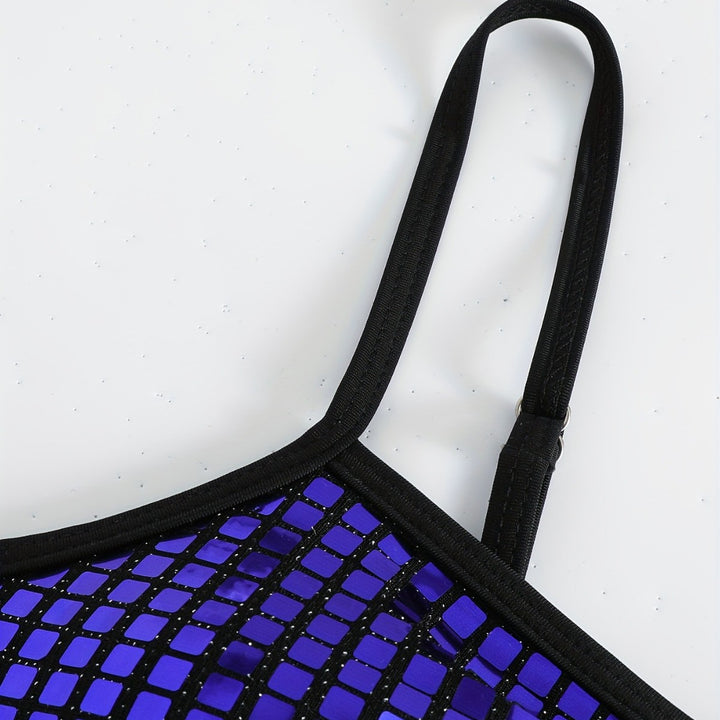 Women's Crop Bikini Top with Glittering Mesh Design Mune Fashion