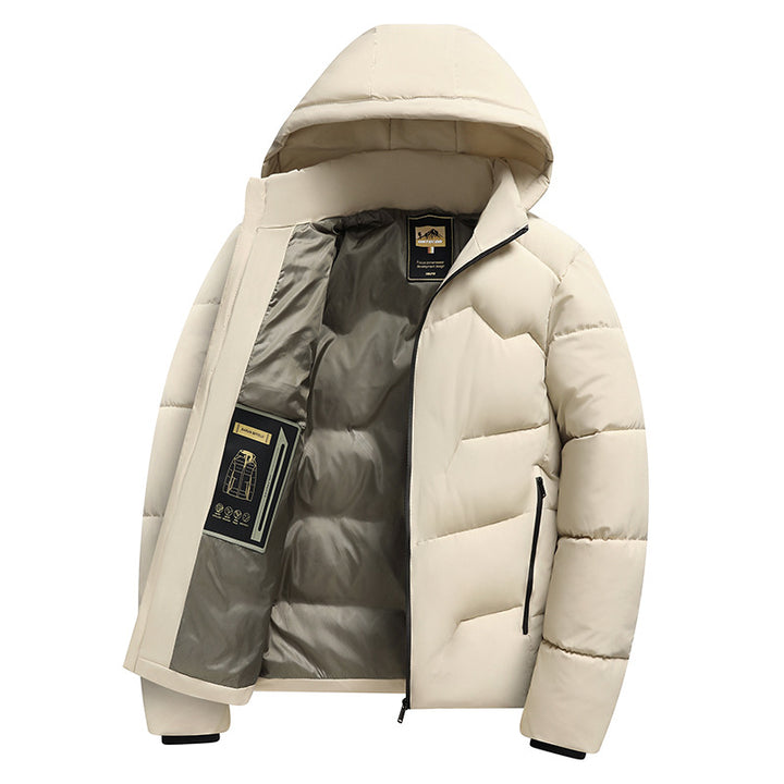 Men's short cut insulated quilted jacket with hood, windbreaker & technical inner lining Mune Fashion