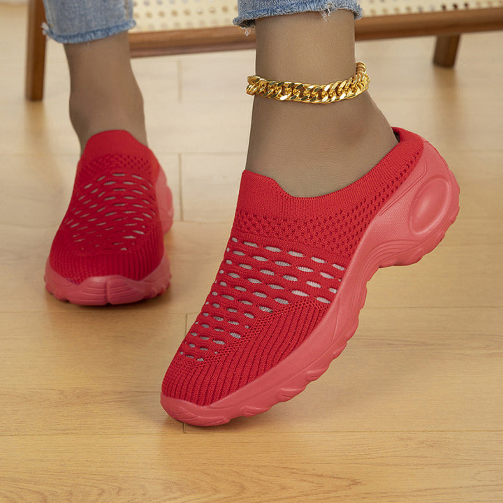 Women Breathable Knit Slip-On Sneakers with Shock-Absorbing Lightweight Sole Mune Fashion