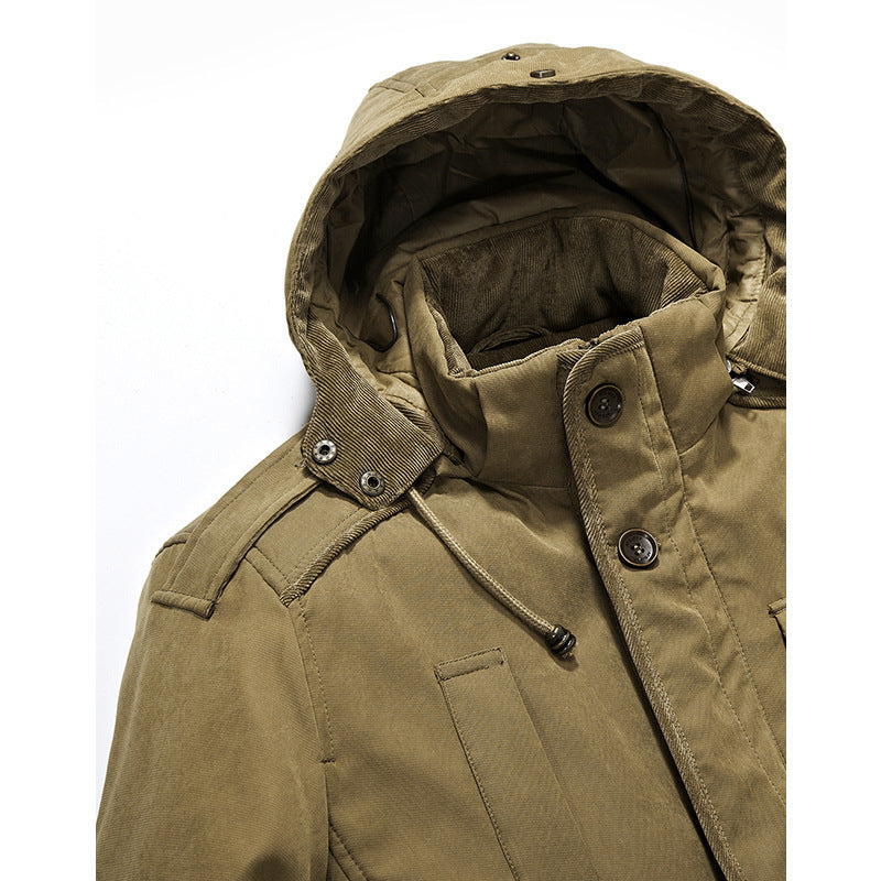 Men's Padded Canvas Field Parka with Sherpa Lining and Hood Collar Mune Fashion