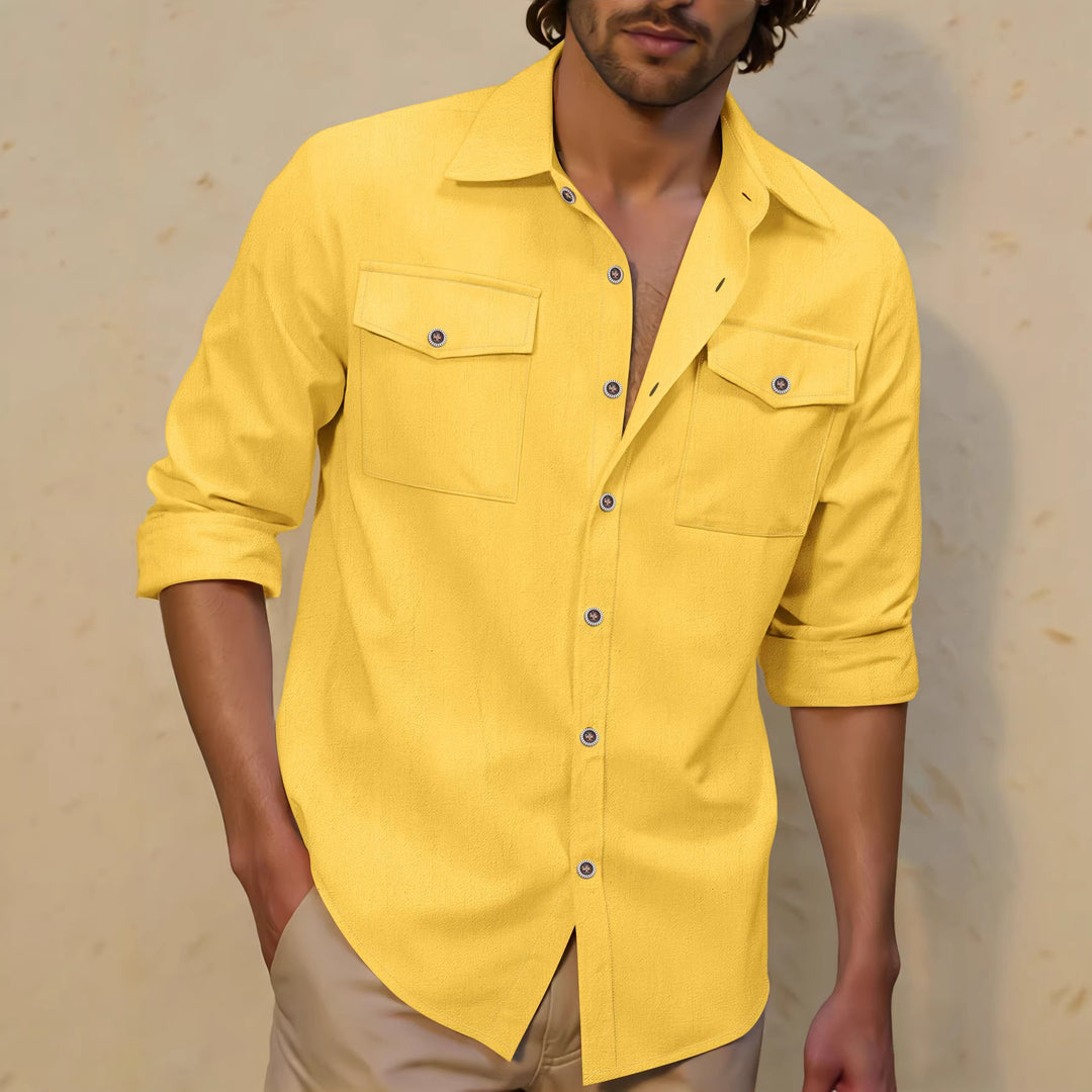 Men's casual shirt with chest pockets, Kent collar, and rolled-up sleeves Mune Fashion